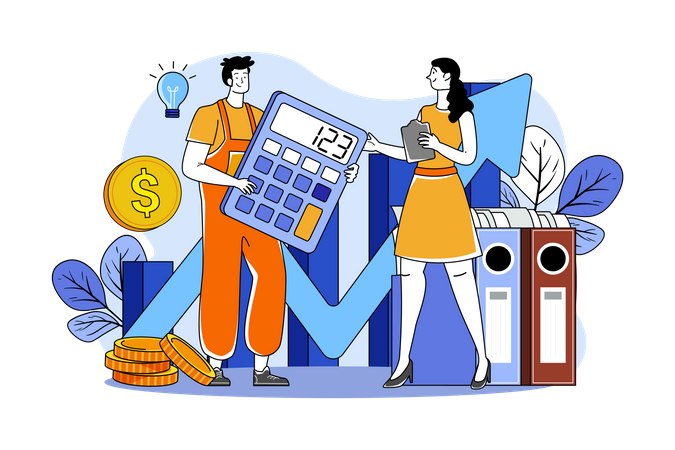 Personnes faisant un budget financier  Illustration