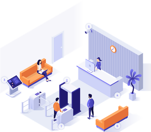 Personnes dans la salle du hall  Illustration