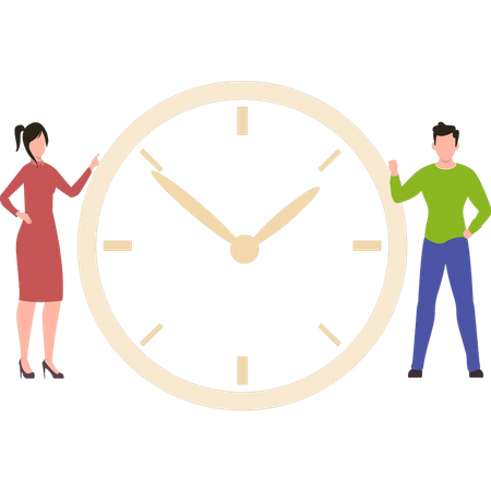 Gens debout avec horloge  Illustration