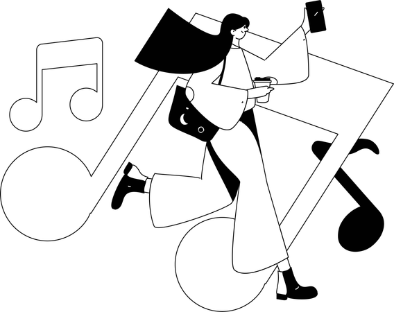 Les gens écoutent de la musique  Illustration