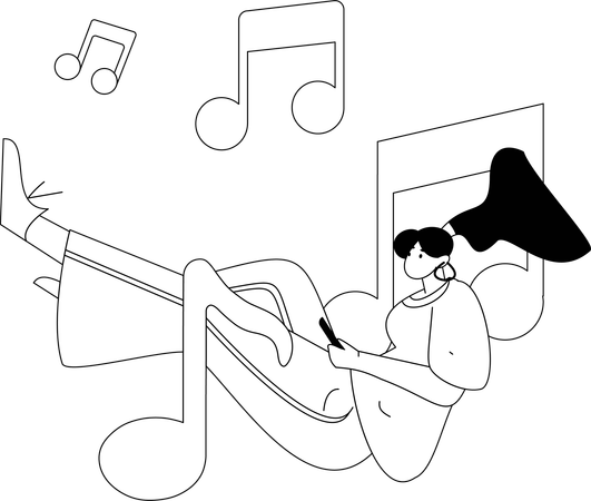 Les gens écoutent de la musique  Illustration