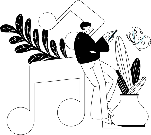 Les gens écoutent de la musique  Illustration