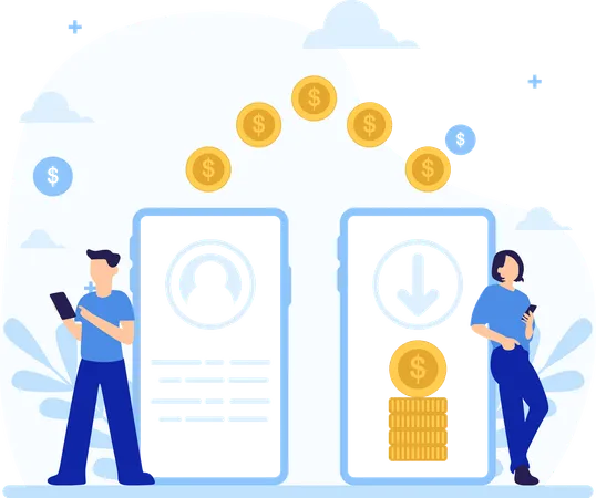 Les personnes effectuant des paiements numériques  Illustration