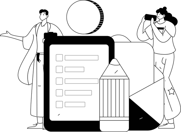 Personnes effectuant une collecte de données clients  Illustration