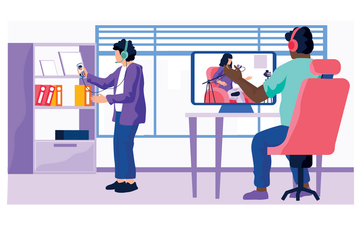 Personnes en appel vidéo  Illustration