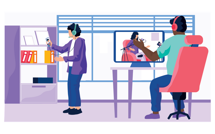Personnes en appel vidéo  Illustration