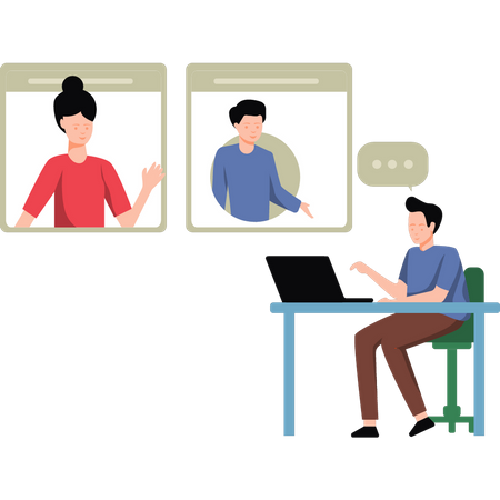 Personnes en conférence téléphonique pour une réunion  Illustration