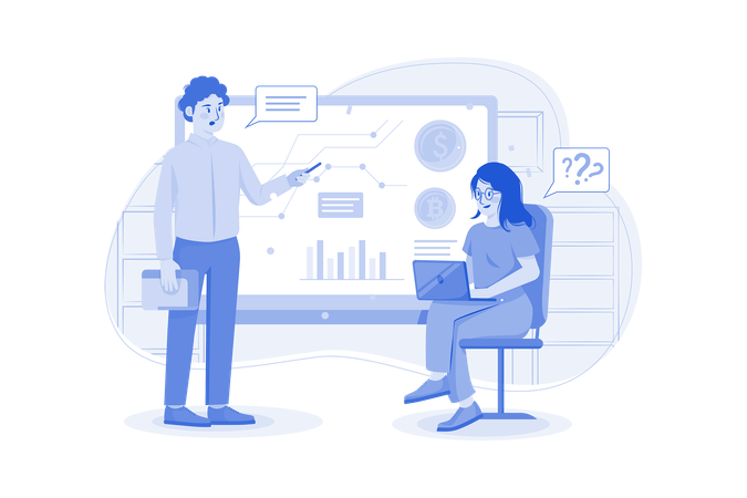 Personnes suivant un cours de trading crypto  Illustration