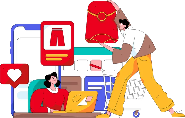 Les gens font des achats en ligne  Illustration