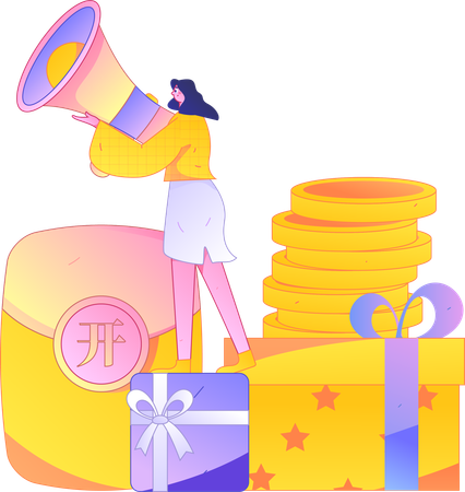 Les gens font la promotion des ventes  Illustration