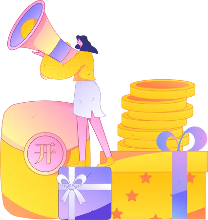 Les gens font la promotion des ventes  Illustration