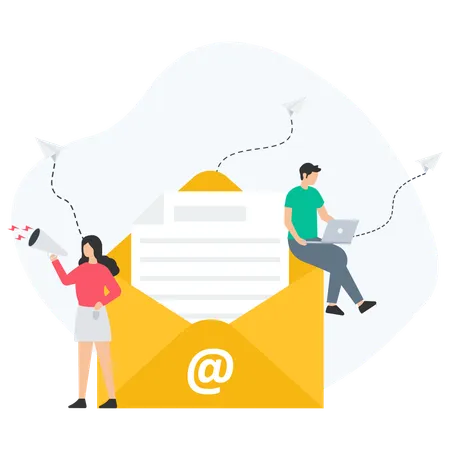 Les gens qui font du marketing par e-mail  Illustration