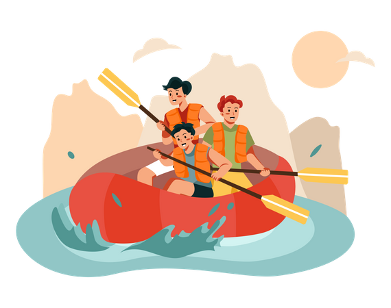 Les gens font du rafting  Illustration