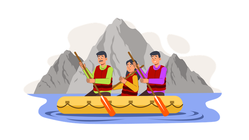 Les gens font du rafting  Illustration