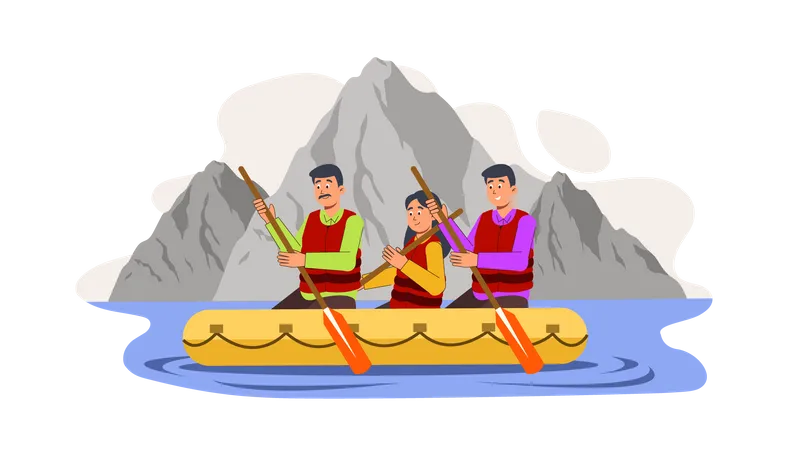 Les gens font du rafting  Illustration