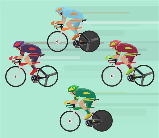 Les gens font une course cycliste  Illustration