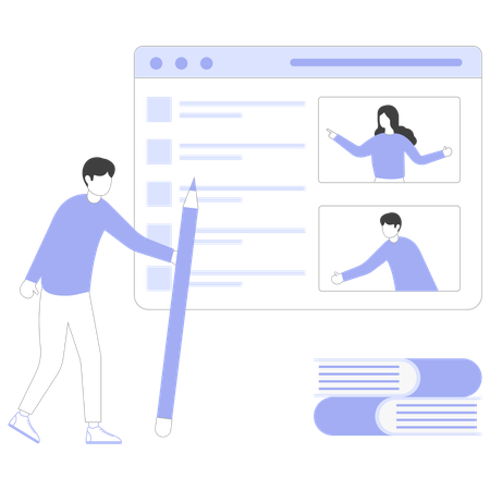 Personnes faisant de l'enseignement à distance  Illustration