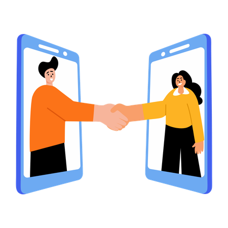 Des gens qui se serrent la main virtuellement  Illustration