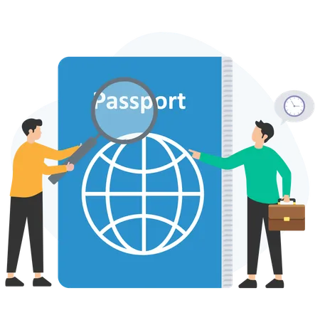 Des gens qui vérifient leur passeport  Illustration