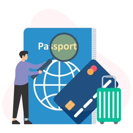 Des gens qui vérifient leur passeport  Illustration