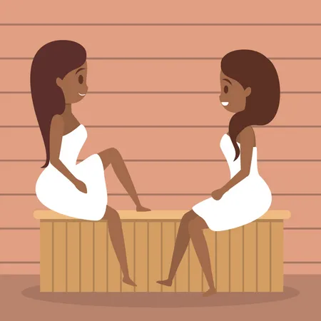 Des gens fumant dans un sauna  Illustration