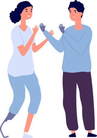 Personnes handicapées et assistants  Illustration