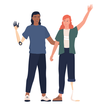 Personnes handicapées vivant un mode de vie actif  Illustration