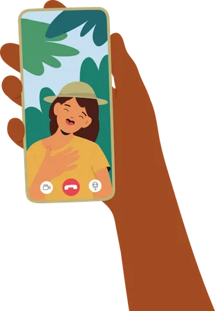 Personnes interagissant lors d'un appel vidéo  Illustration