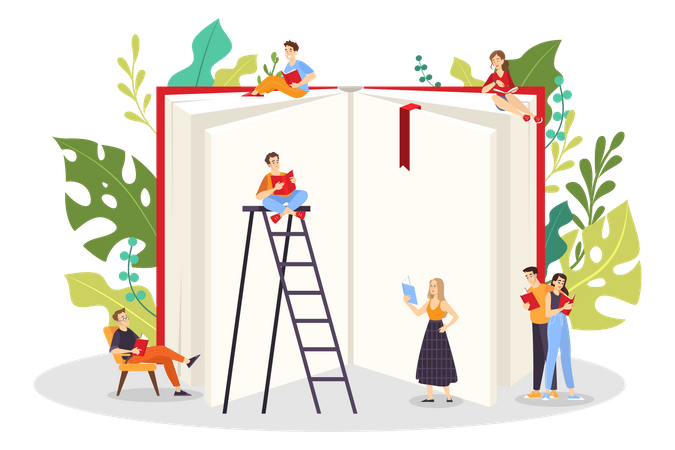 Personnes lisant un livre  Illustration