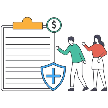 Personnes montrant les avantages de l'assurance familiale  Illustration