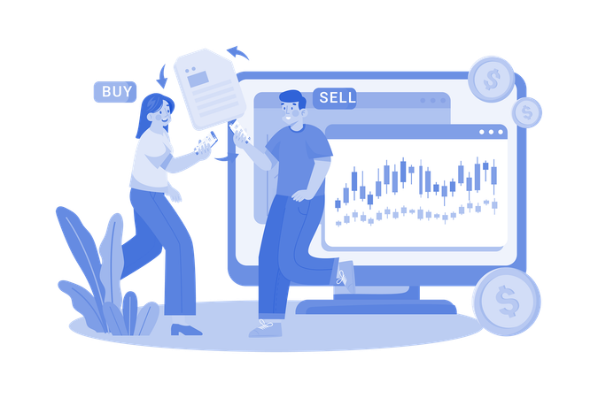 Les gens négocient en bourse  Illustration