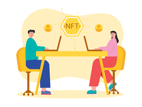 Personnes négociant des NFT  Illustration