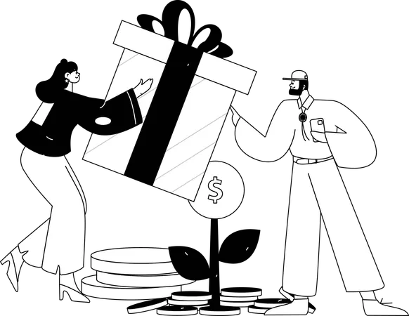 Personnes offrant une offre de réduction  Illustration