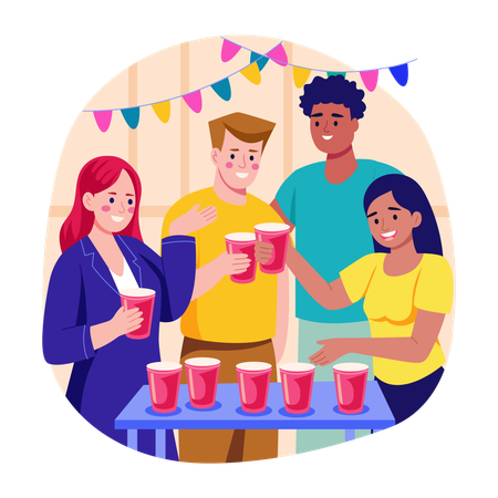 Des gens prenant un verre pour célébrer  Illustration
