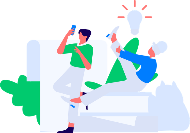 Les gens font une pause en lisant  Illustration