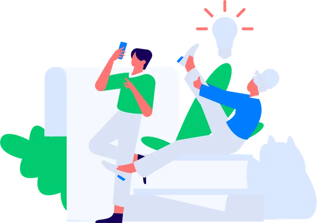 Les gens font une pause en lisant  Illustration