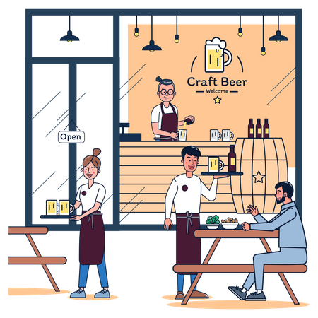 Personnes appréciant au bar  Illustration