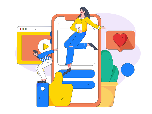 Personnes publiant sur les réseaux sociaux  Illustration