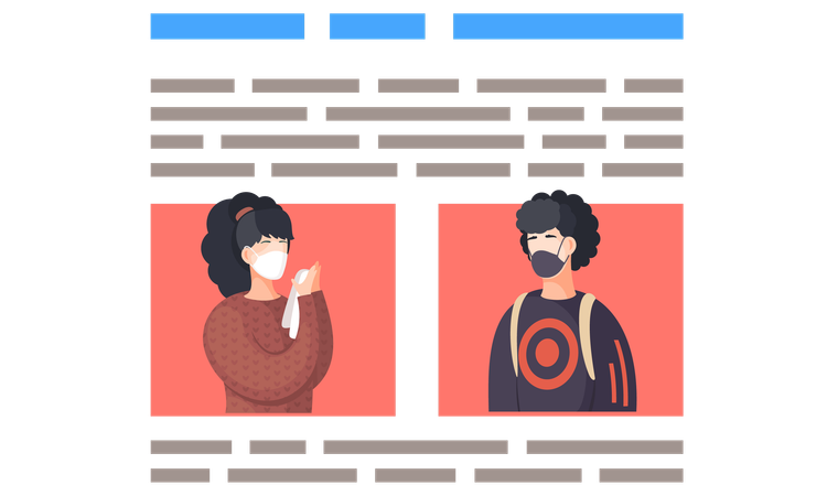 Des personnes informant sur le coronavirus  Illustration