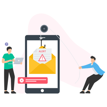Les personnes reçoivent un message d'alerte d'avertissement  Illustration