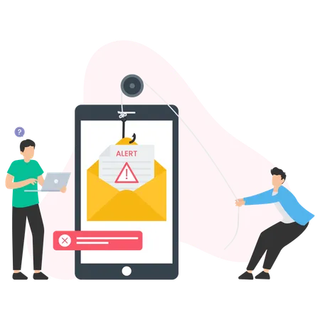 Les personnes reçoivent un message d'alerte d'avertissement  Illustration