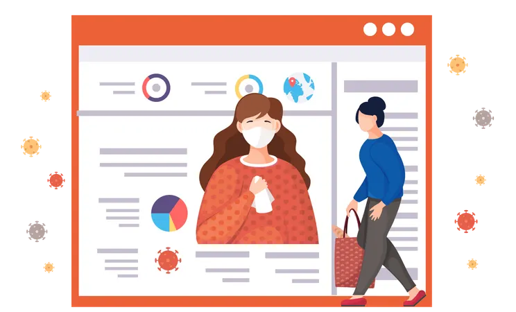 Des gens regardent une publication sur le virus  Illustration