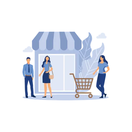 Personnes faisant du shopping  Illustration