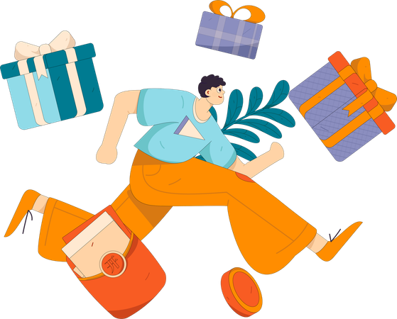 Les gens font leurs achats lors des soldes de vacances  Illustration