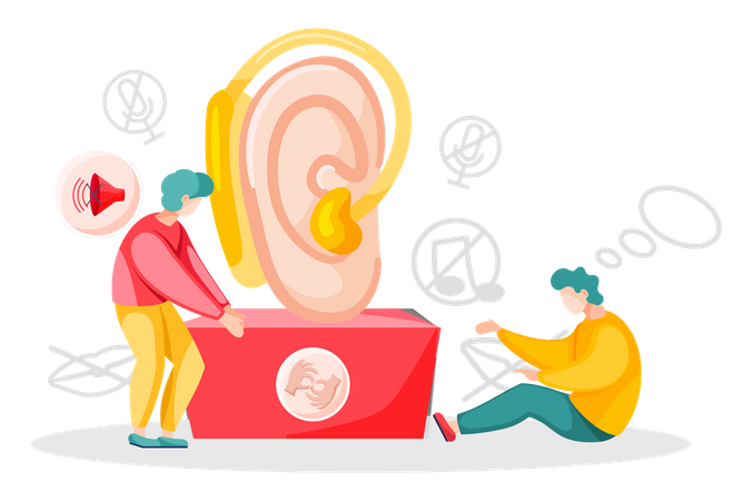 Personnes sourdes Apprentissage des langues des signes  Illustration