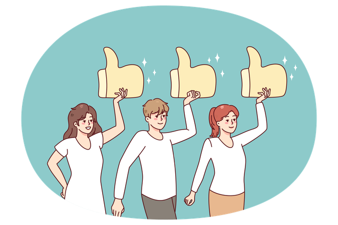 Des gens tenant d'énormes pancartes  Illustration