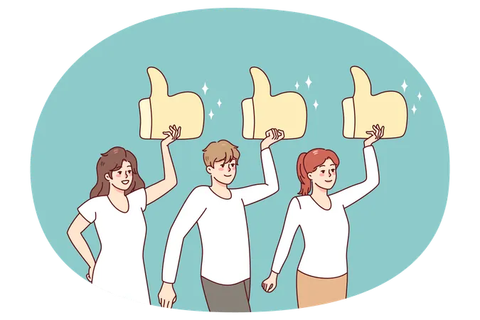 Des gens tenant d'énormes pancartes  Illustration