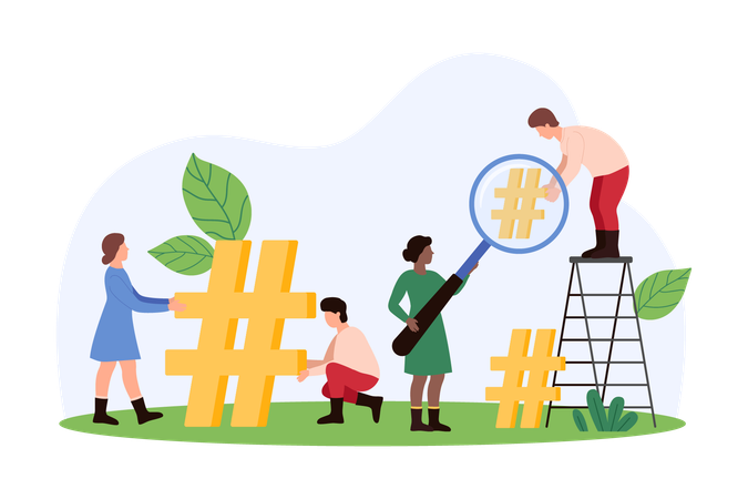 Les personnes travaillant avec la tendance en ligne  Illustration