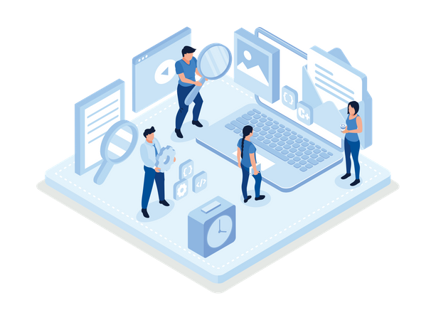 Personnes travaillant dans l’industrie informatique  Illustration