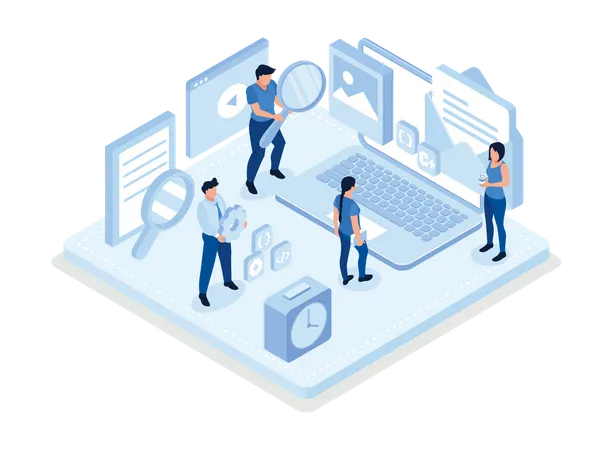 Personnes travaillant dans l’industrie informatique  Illustration